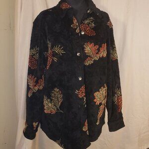 Cedar Island Black, Red & Orange Fall Over Shirt, Size L